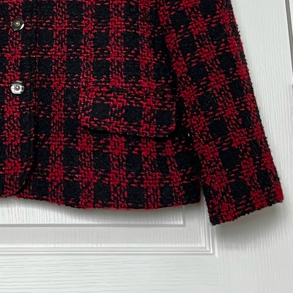 Vintage Koret Wool Blend Jacker Women’s Size 12 Black Red Blazer - Picture 4 of 8